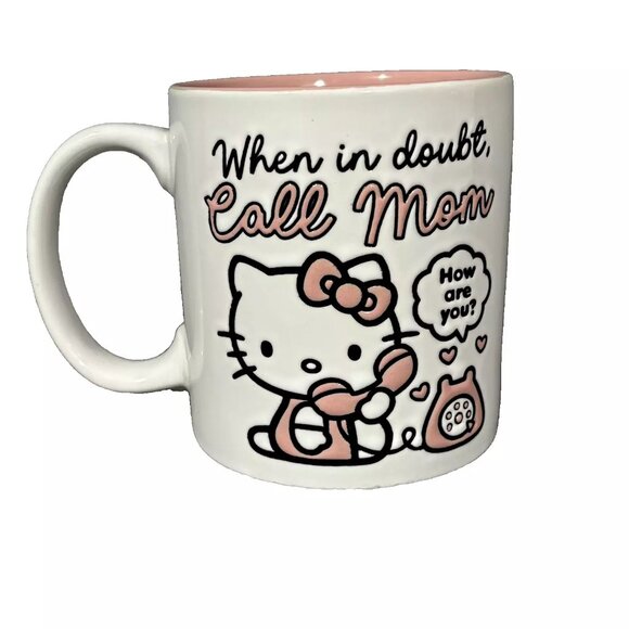 Sanrio Hello Kitty "When In Doubt Call Mom" 20oz Coffee Mug - Perfect Gift - NEW - Picture 2 of 4